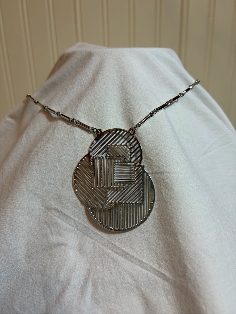Vendome Coro VTG Modernist Geometric Silver-Tone RARE 60/70’s Bar Link Necklace